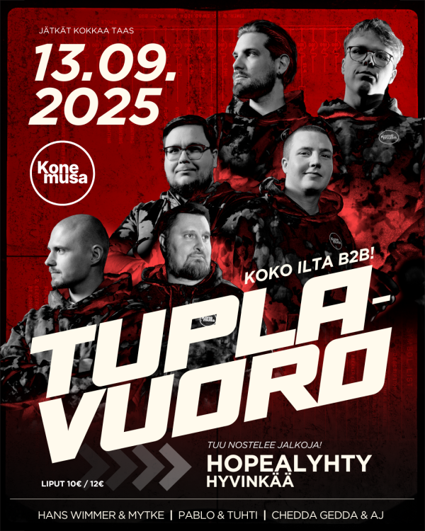Tuplavuoro - 13.09.2025 @ Hopealyhty